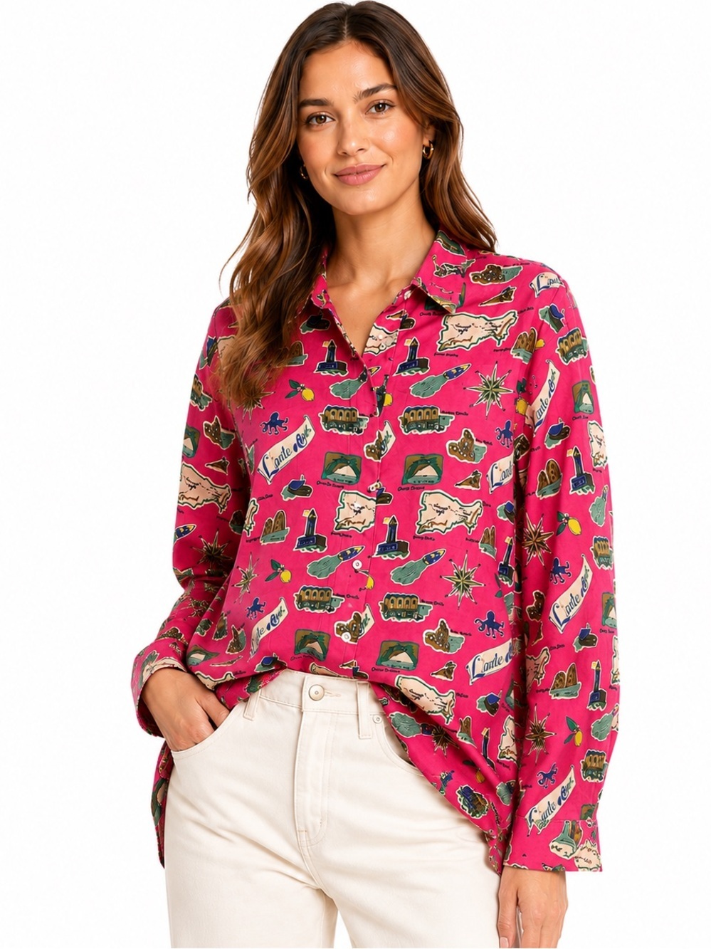 Nice Things Paloma S Capri Italy Novelty Print Button Shirt EU 46 XL